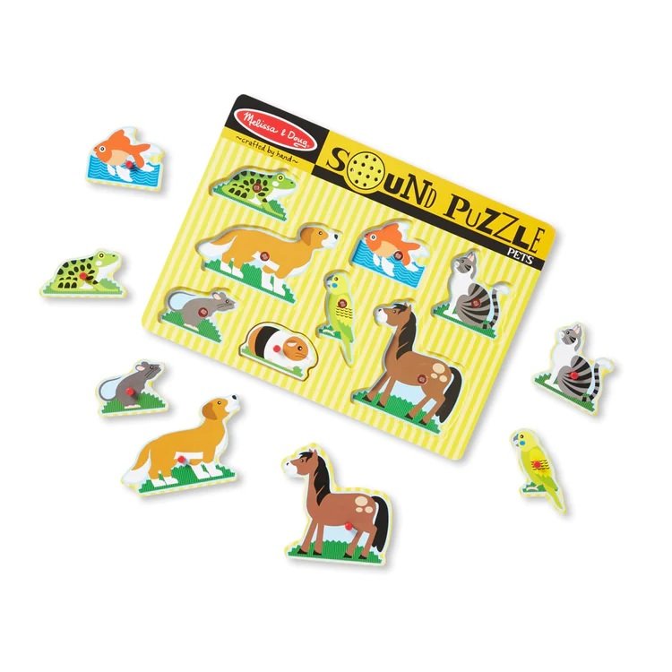 จิ๊กซอว์เด็ก มีเสียง มีหมุดจับ รุ่นสัตว์เลี้ยง,Melissa & Doug Sound Puzzle Pet , ของเล่นเสริมพัฒนาการ, ของเล่นเด็ก,สื่อการสอน,พร้อมส่ง