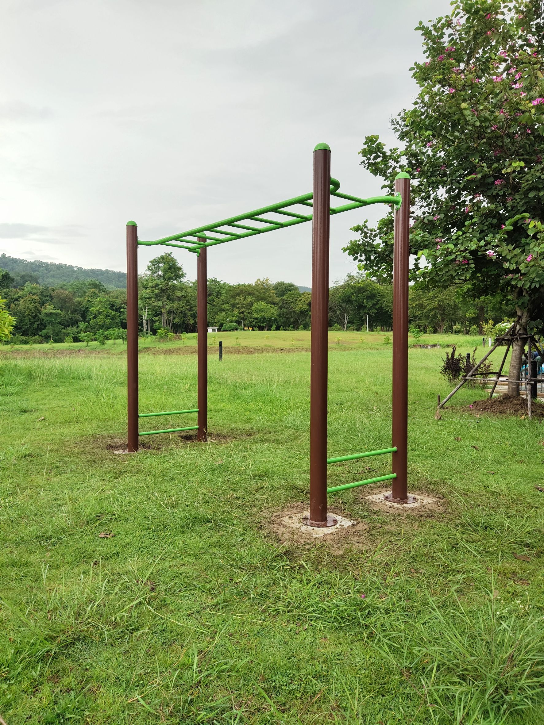 เครื่องออกกำลังกาย กลางแจ้ง ชุดอุปกรณ์ บริหารแขน หน้าอก หัวไหล่ แบบบาร์โหน เหนือศรีษะ F-LS-50 ลานกีฬา อเนกประสงค์ สนามกีฬา ขนาด ก.91 x ย.300 x ส.245 ซม.