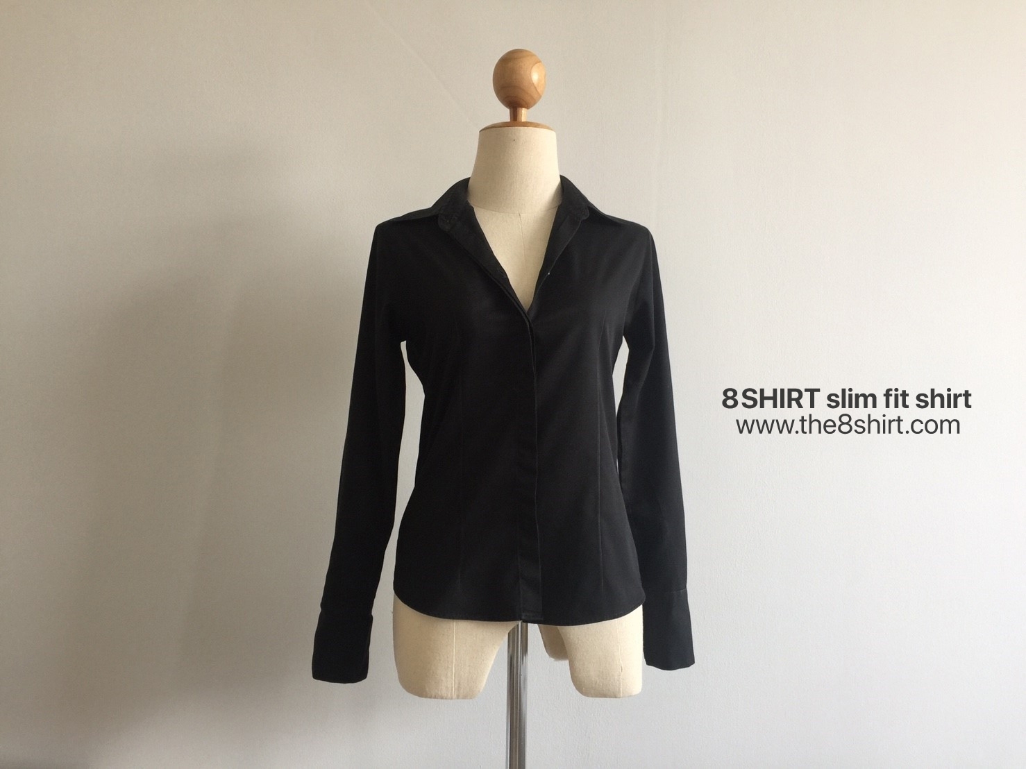 เสื้อเชิ้ตผู้หญิงสีดำ สลิมฟิต เข้ารูป แขนยาว เสื้อเชิ้ตทำงาน เสื้อยูนิฟอร์ม แบรนด์ 8SHIRT slim fit shirt พร้อมส่ง