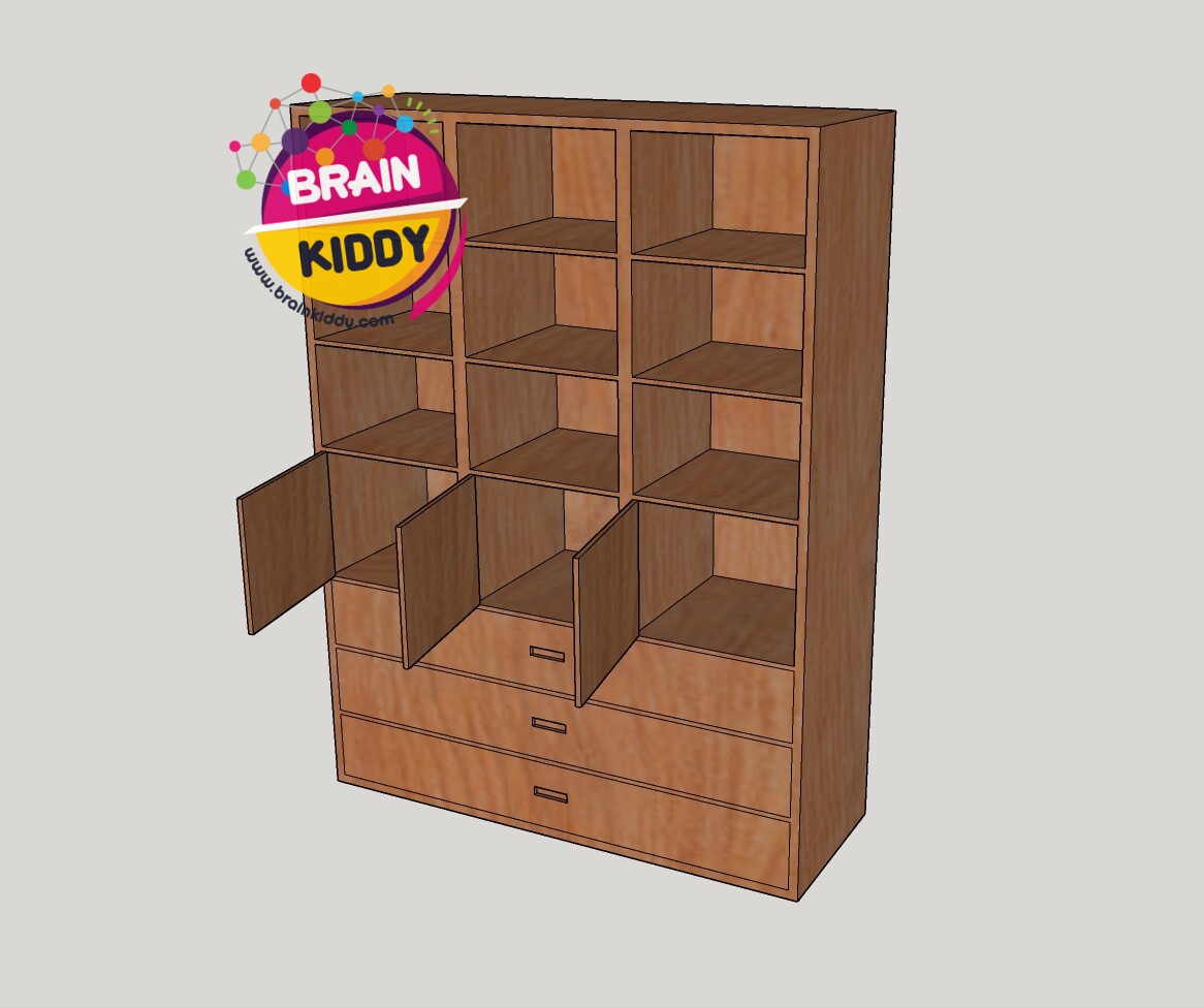 ชั้นเก็บกระเป๋าและที่นอน (9 ช่อง ทรงสูง), เฟอร์นิเจอร์เด็กสั่งทำตามสีและขนาดได้ , เฟอร์นิเจอร์ไม้ , เฟอร์นิเจอร์เด็ก