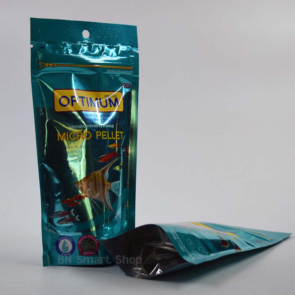 อาหารปลาเม็ดจิ๋ว เหมาะกับปลาปากเล็กทุกสายพันธุ์ OPTIMUM รุ่น Micro Pellet 50 กรัม แพ็ค 2 ซอง เม็ดลอย น้ำไม่ขุ่น