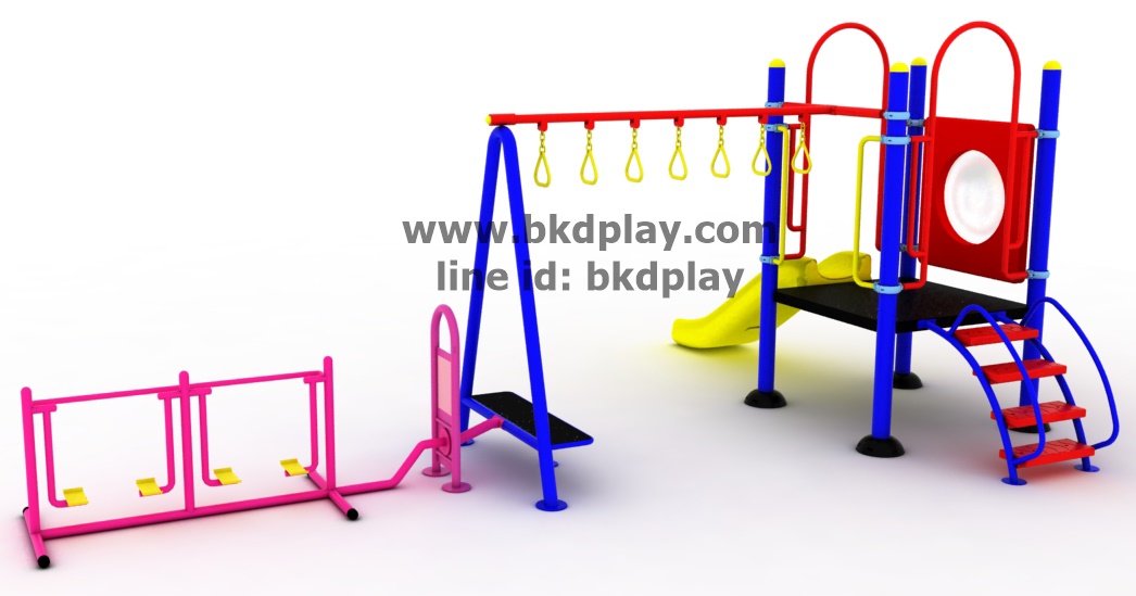 ชุดหอสไลด์80 +ห่วงโหน +เดินอากาศบัดดี้ เครื่องเล่นสนามกลางแจ้ง เหล็ก ของเล่น สั่งทำ 10-20 วัน ขนาด 400x630x220 ซม.