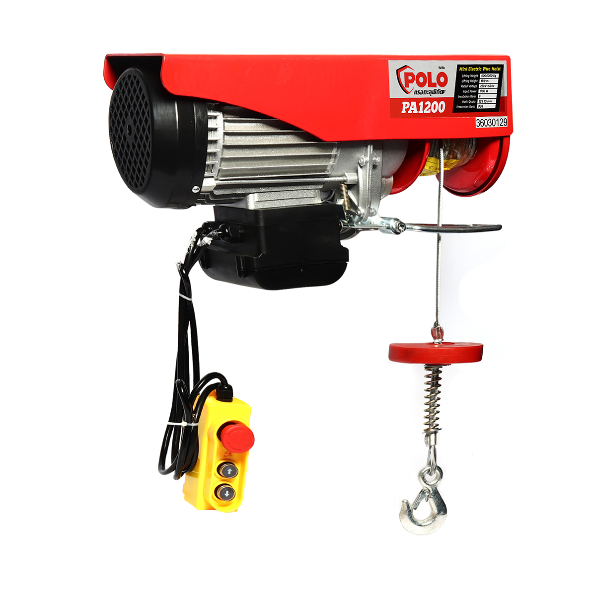 1,200 กก. รอกสลิงไฟฟ้า POLO Mini Electric wire hoist ใช้ได้ทั้งตะขอเดี่ยวและคู่ (ดูสเปค) 1700W. 220V.