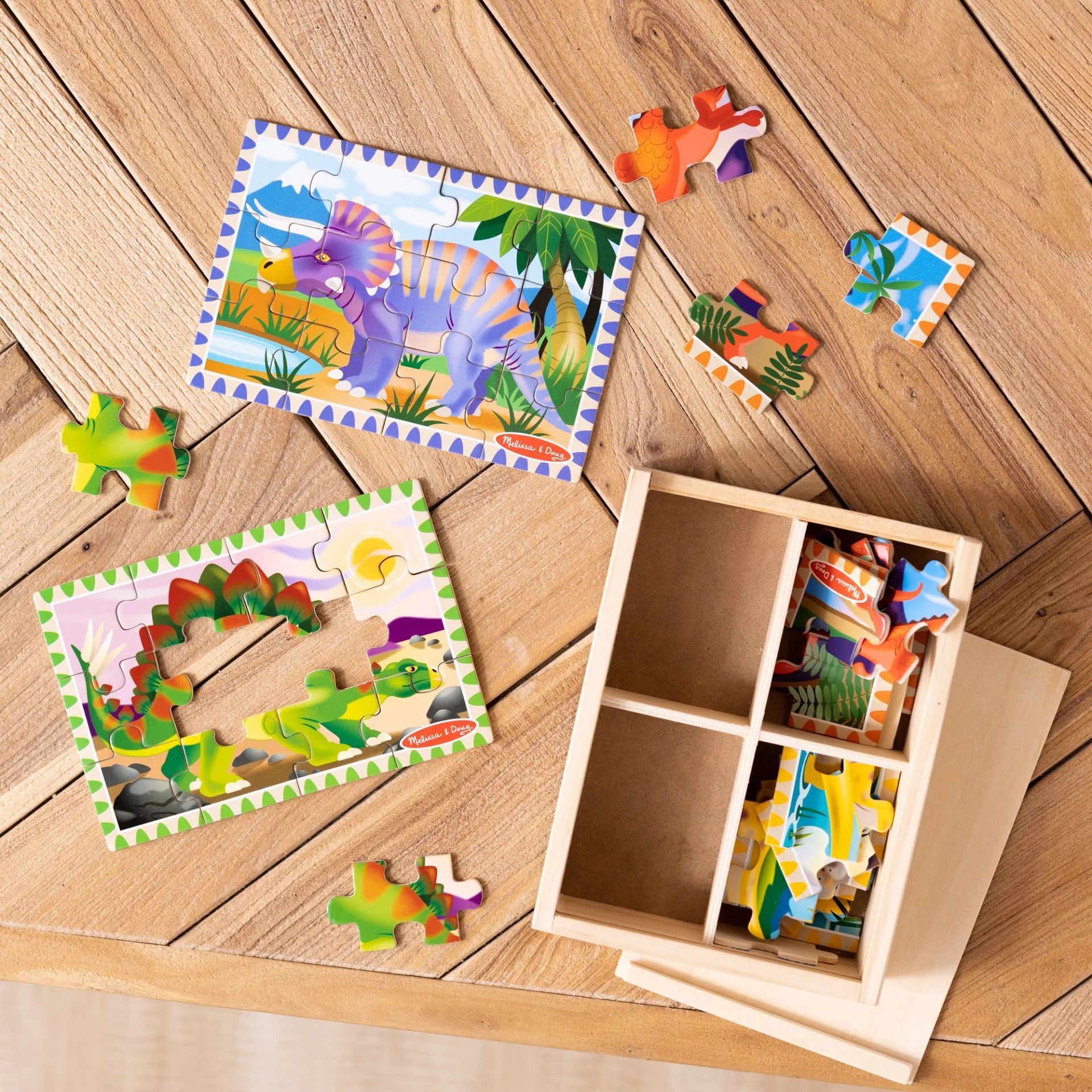 พัชเซิลรูปไดโนเสาร์ 12 ชิ้น 4 ลาย ,จิ๊กซอ, Wooden Jigsaw Puzzle in a Box - 12 Pcs Dinosaurs ,ของเล่นเสริมพัฒนาการเด็ก เสริมทักษะการเรียนรู้ สื่อการสอนอนุบาล พร้อมส่ง