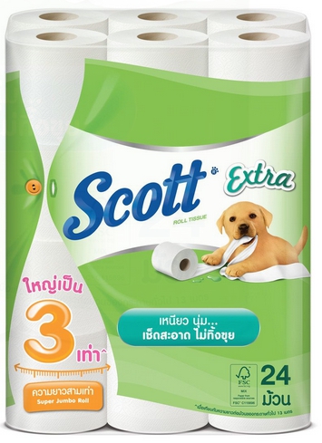 กระดาษชำระม้วนเล็ก [SCOTT] Extra Super Jumbo (24ม้วน/แพ็ค)