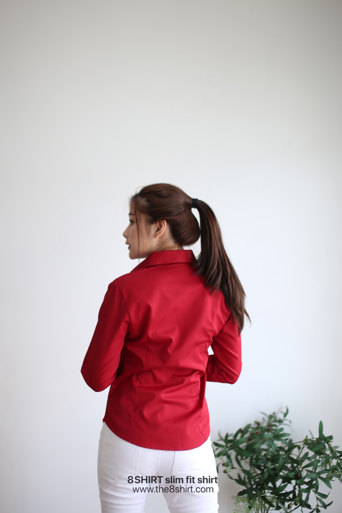 เสื้อเชิ้ตผู้หญิง แดงเลือดนก (Maroon Red) สลิมฟิต เข้ารูป แขนยาว เสื้อเชิ้ตทำงาน เสื้อยูนิฟอร์ม แบรนด์ 8SHIRT slim fit shirt พร้อมส่ง