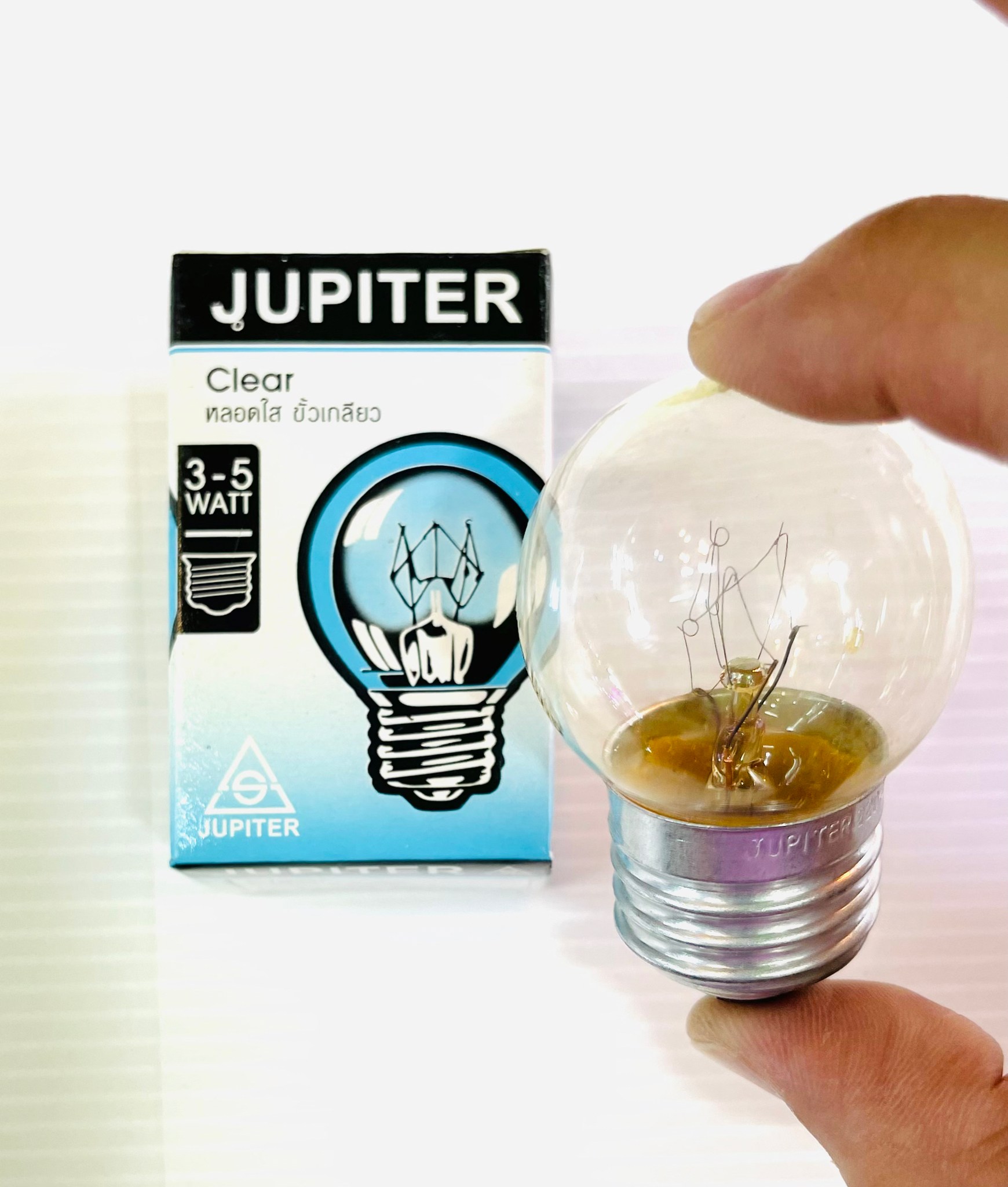 หลอดปิงปองใส 3-5W สีวอร์ม E27/ B22 คละยี่ห้อ Jupiter หรือ Wirelamp