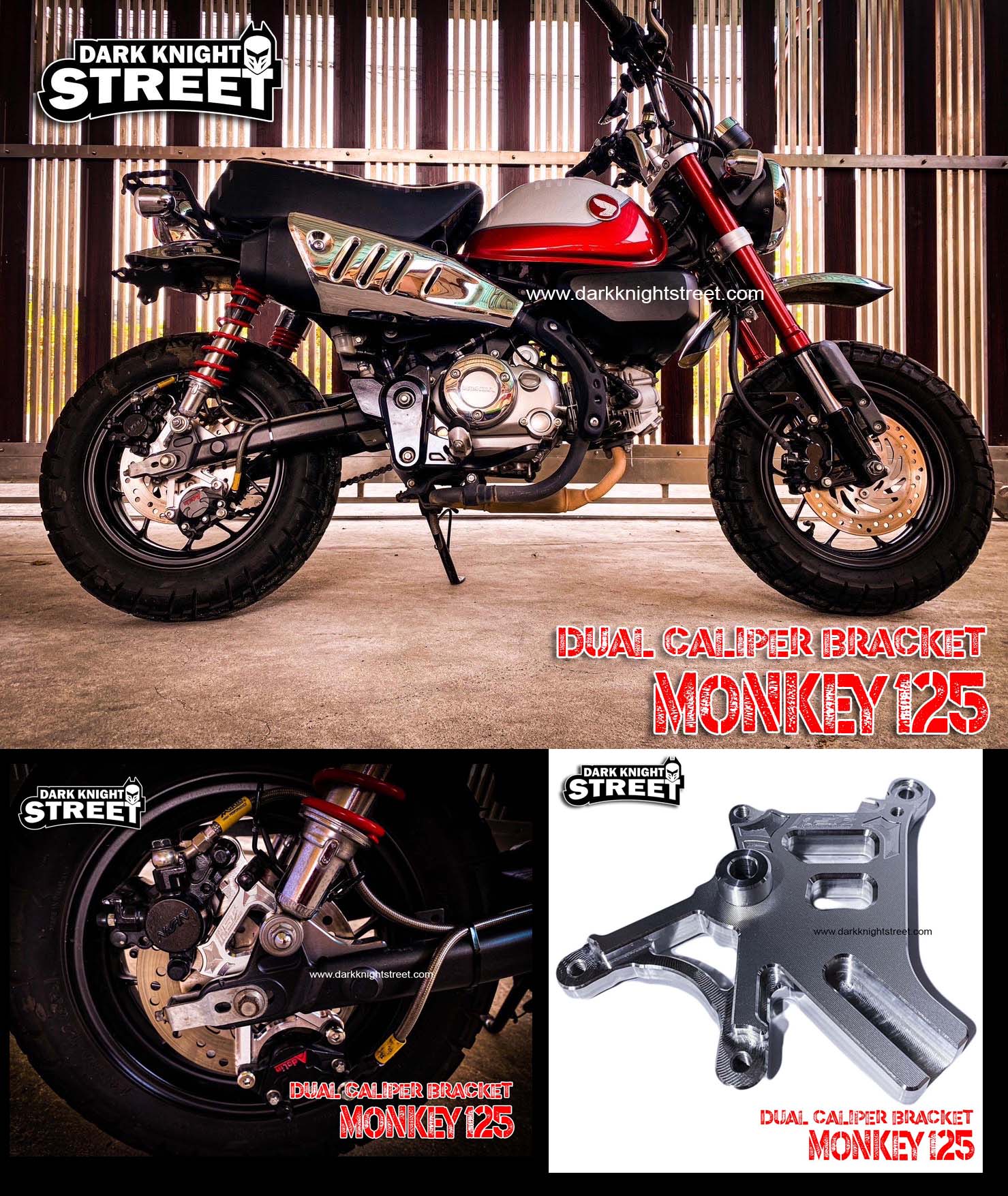 Dual caliper bracket for Honda Monkey125