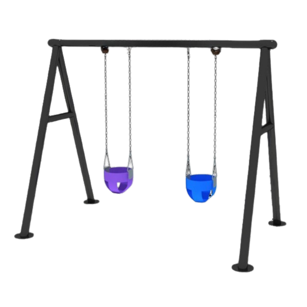 ชิงช้า 2 ที่นั่ง/สำหรับเด็กเล็ก ปรับใหม่ตามมาตรฐาน มอก,เครื่องเล่นสนาม กลางแจ้ง เหล็ก,ชิงช้า,OutdoorPlayground, ราคาโรงงาน สินค้าสั่งทำ 10-20 วัน ขนาด 150x350x190 ซม.