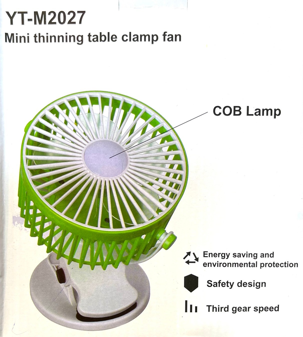 พัดลมแบบขาหนีบ ใส่ถ่านชาร์จ พร้อมสายชาร์จUSB YT-M2027 เส้นผ่านศูนย์กลาง 13 cm