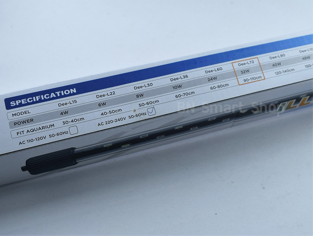 หลอดไฟ LED กันน้ำ ปรับไฟได้ 3 แบบ Deebow Dee-L72 กำลัง 32 วัตต์ ใช้กับตู้ขนาด 90-110 ซม. / 35-43 นิ้ว
