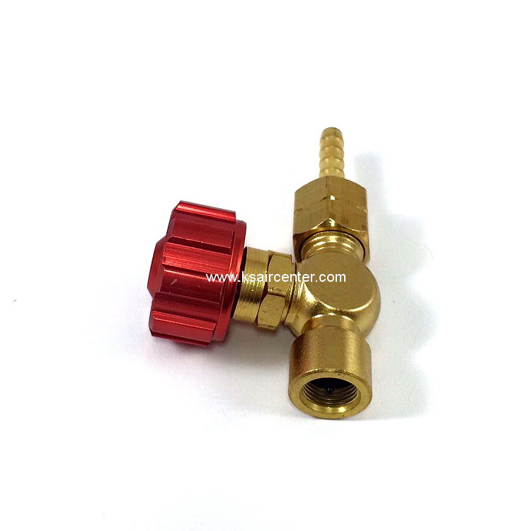 วาล์ว เปิด-ปิด แก๊สกระป๋อง รุ่นใหม่ ลูกบิดสีแดง (รหัสสินค้า 005053)