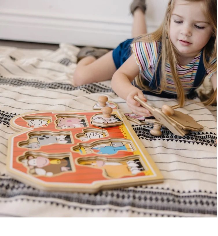 พัซเซิลแบบมีที่จับขนาดจัมโบ้ รุ่นฟาร์ม Large Farm Jumbo Knob รุ่น 3391 Melissa&Doug, ของเล่นเสริมพัฒนาการ, ของเล่นเด็ก,พร้อมส่ง