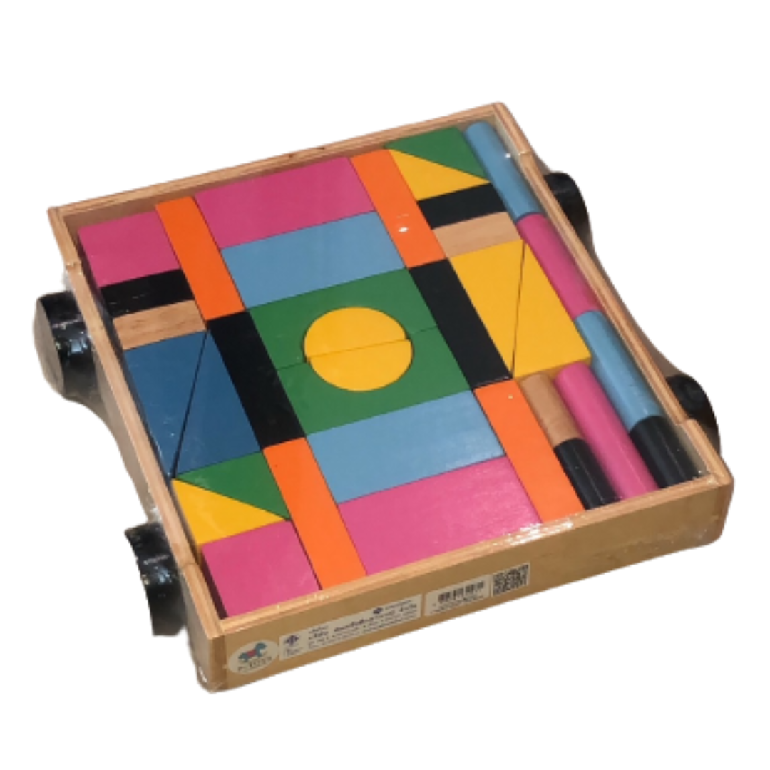 รถลากบรรจุบล็อกเล็ก , ของเล่นไม้, ของเล่นเสริมพัฒนาการ, ของเล่นเด็กอนุบาล, สื่อการสอนเด็กอนุบาล