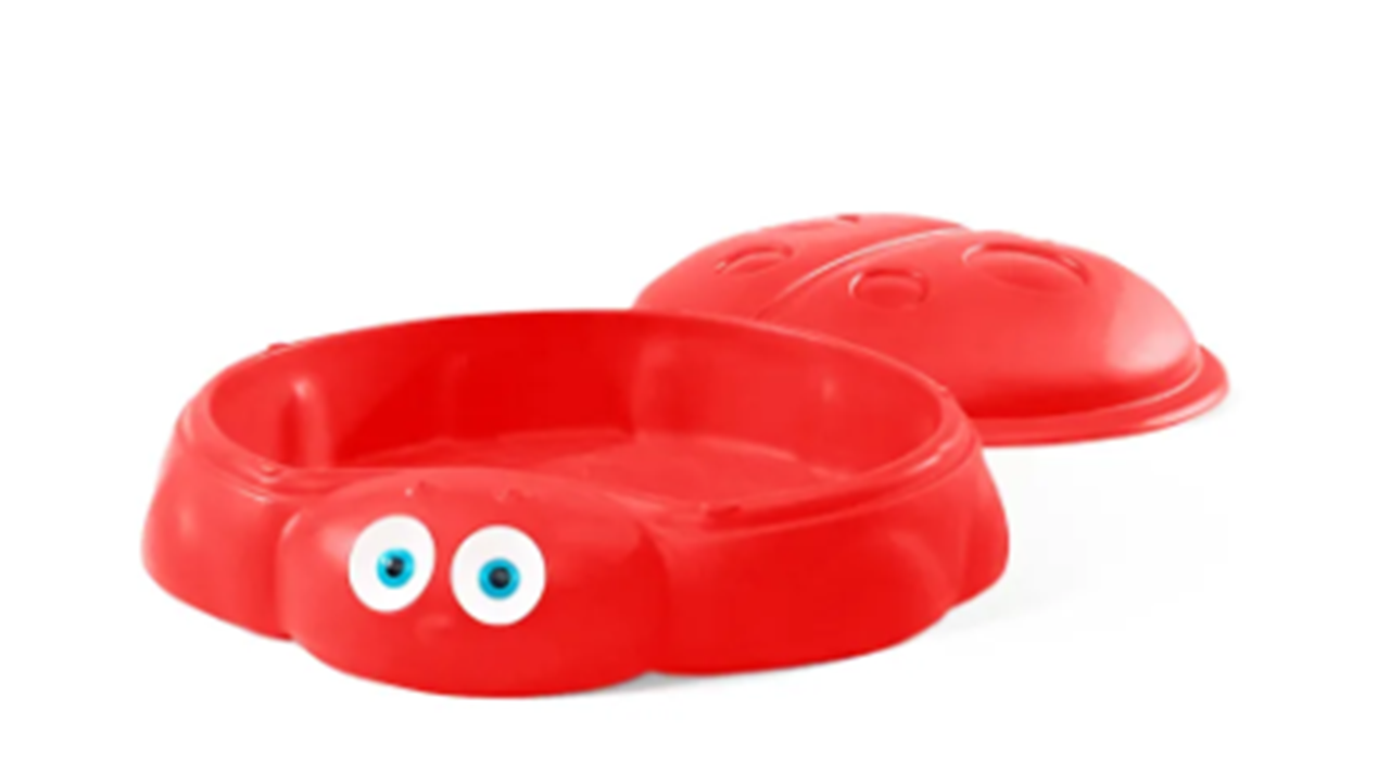 กระบะทรายแมลงเต่าทอง มีฝาปิด บ่อทรายด็ก, กระบะทรายเด็ก ,ของเล่นเด็ก บ่อทรายเด็กเล่น ,ของเล่นเสริมพัฒนาการ ขนาด 110x106x34 ซม.