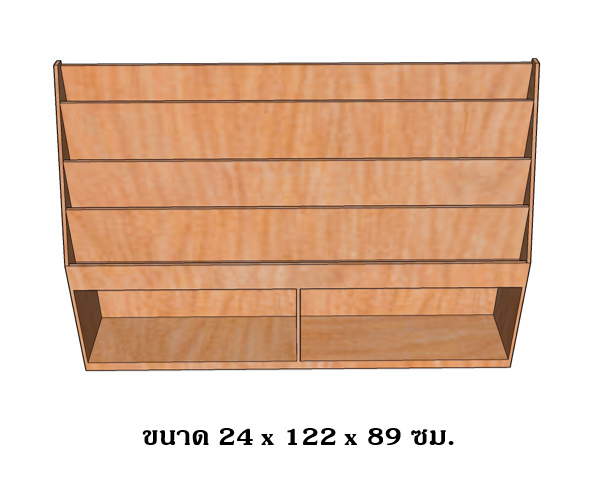 ชั้นหนังสือพร้อม 3 ช่อง พร้อมที่เก็บของ2 ช่อง , เฟอร์นิเจอร์เด็กสั่งทำตามสีและขนาดได้ , เฟอร์นิเจอร์ไม้ , เฟอร์นิเจอร์เด็ก ขนาด 24 x 122 x 89 ซม.