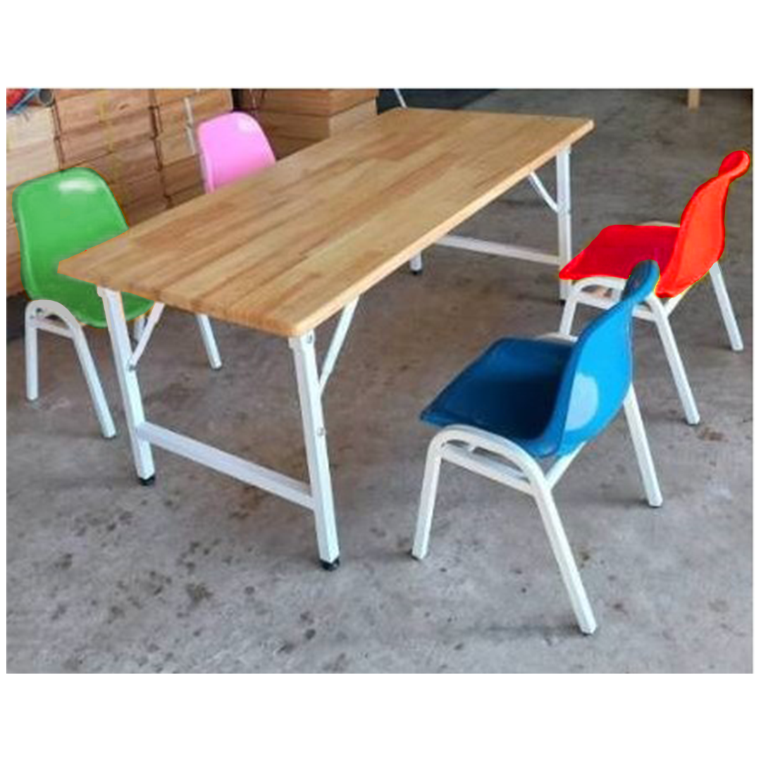 โต๊ะอนุบาลไม้ยางพับได้ พร้อมเก้าอี้ โพลี ,กิจกรรมกลุ่ม โต๊ะเขียนหนังสือเด็ก โต๊ะพร้อมเก้าอี้เด็กพร้อมส่ง สำหรับเด็ก อนุบาล โรงเรียน เนอสเซอรี่ ศูนย์พัฒนาเด็กเล็ก