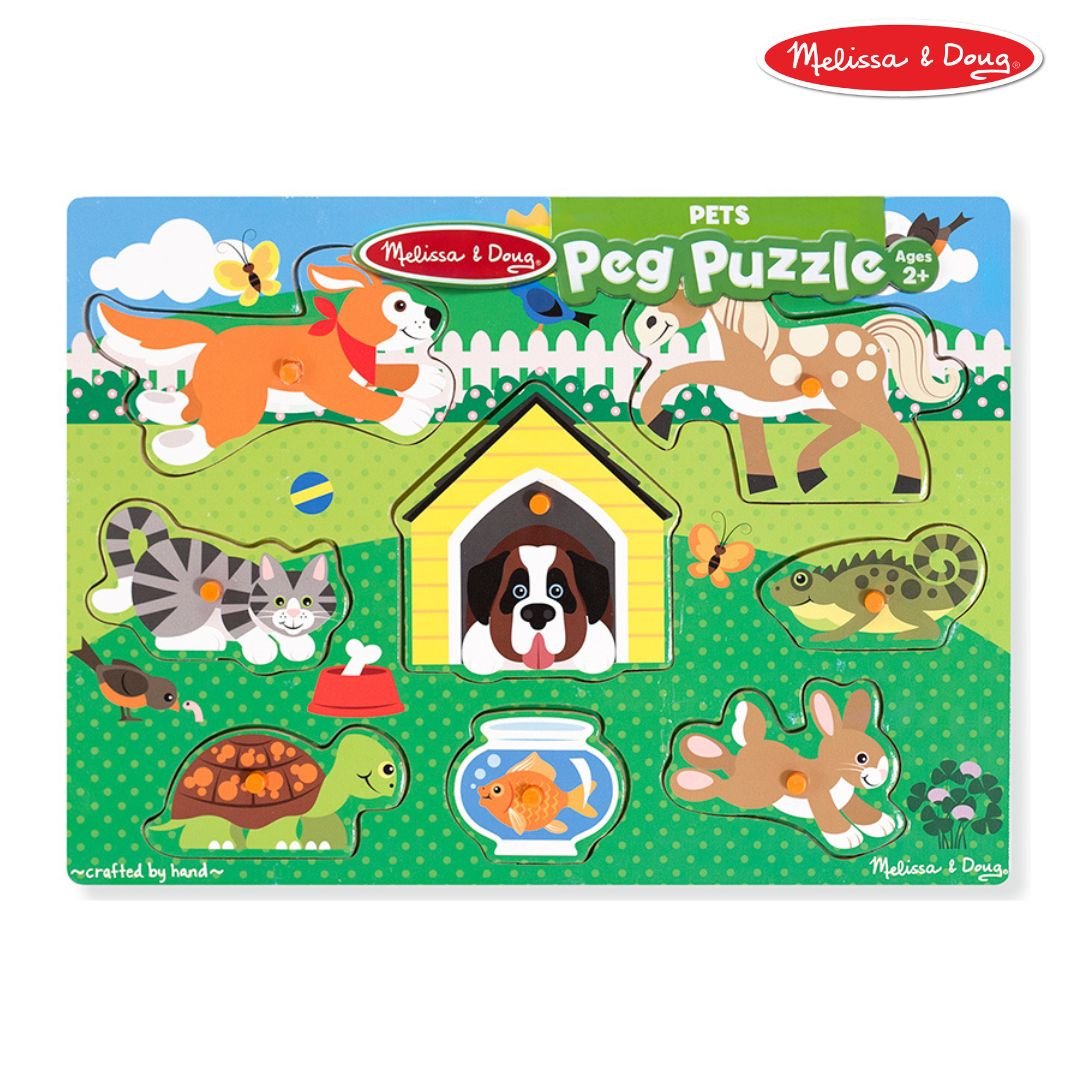 จิ๊กซอว์ไม้ จิ๊กซอว์หมุด รุ่นสัตว์เลี้ยง 8 ชิ้น Melissa & Doug พัซเซิลไม้,ของเล่นเสริมพัฒนาการ,ของเล่นเด็ก,สื่อการสอน,อนุบาล,พร้อมส่ง