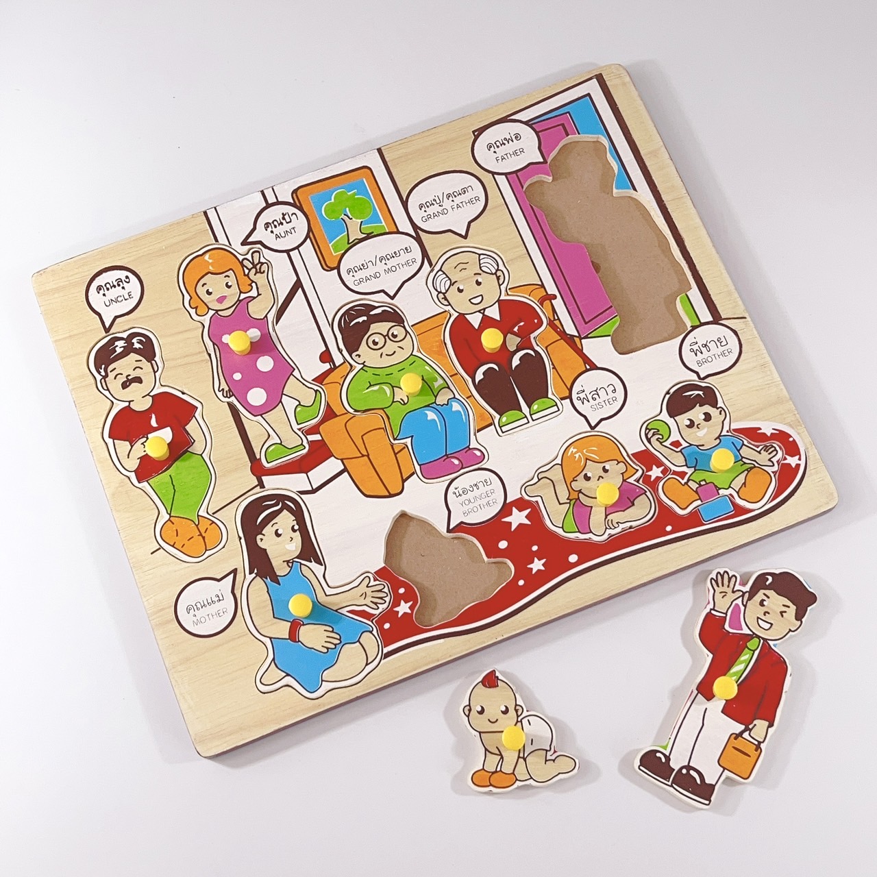 ภาพตัดต่อ ครอบครัว (8 ชิ้น) , ของเล่นไม้, ของเล่นเสริมพัฒนาการ, ของเล่นเด็กอนุบาล, สื่อการสอนเด็กอนุบาล