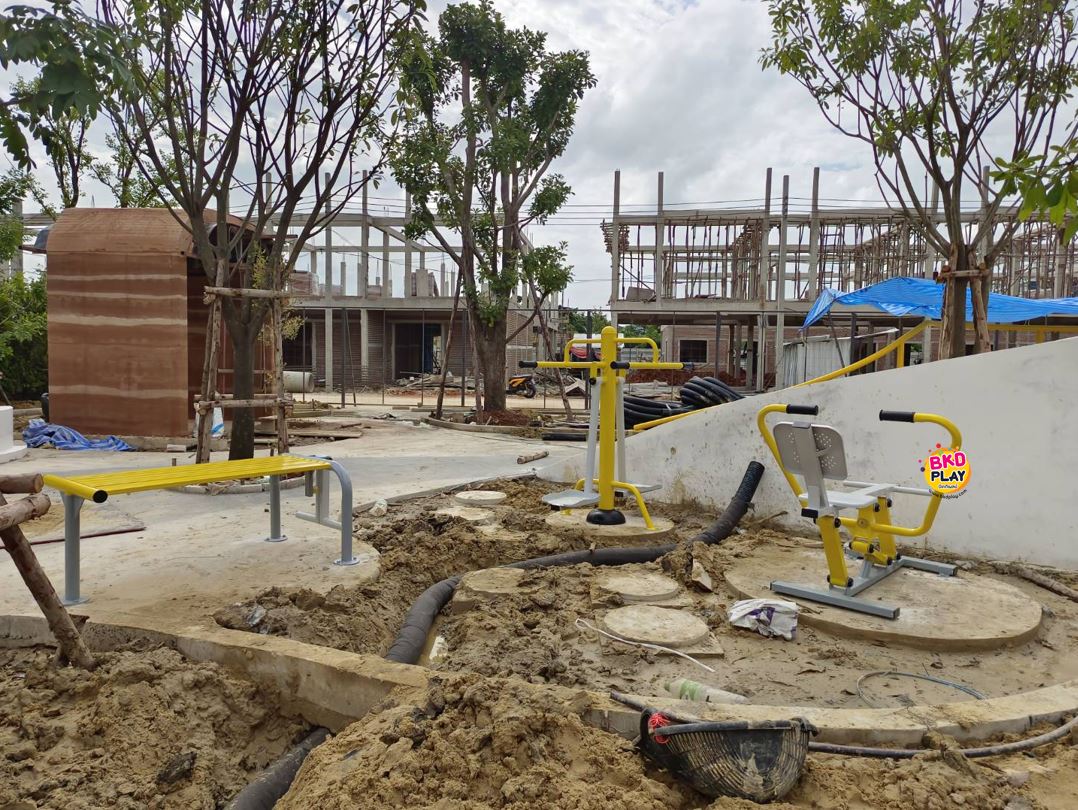 เครื่องออกกำลังกาย กลางแจ้ง ชุดอุปกรณ์ บริหารแขน หน้าท้อง แบบโยก กรรเชียง FND-LS-30 ลานกีฬา อเนกประสงค์ สนามกีฬา