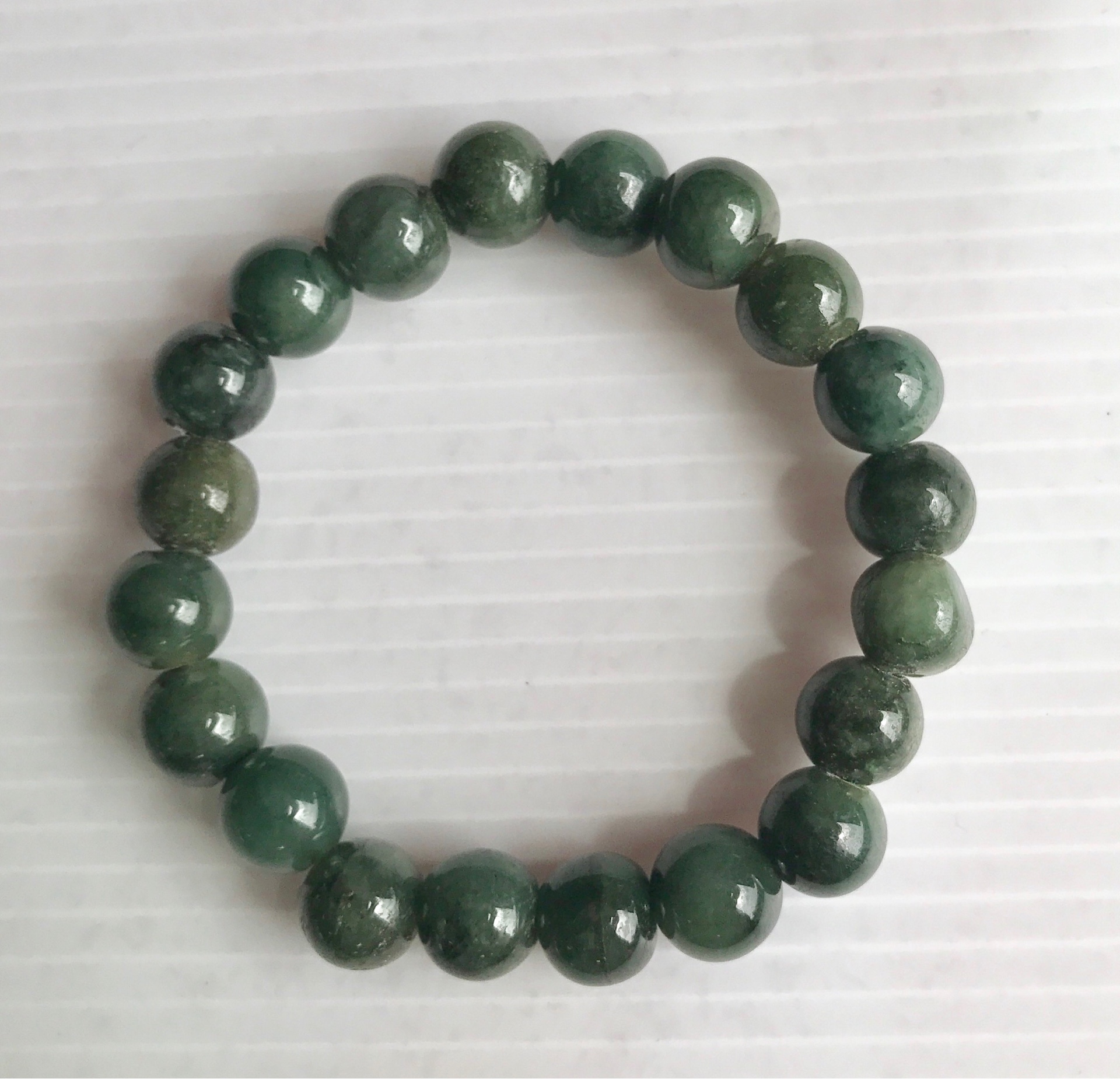 หินหยกเขียวพม่า 8 mm 20 เม็ด
