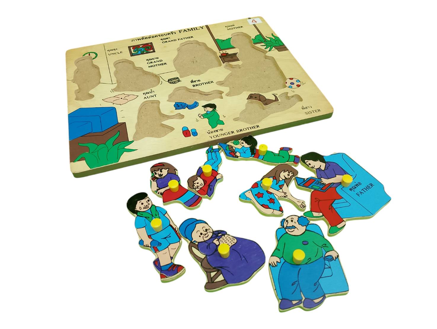 ภาพตัดต่อ ครอบครัว (8 ชิ้น) , ของเล่นไม้, ของเล่นเสริมพัฒนาการ, ของเล่นเด็กอนุบาล, สื่อการสอนเด็กอนุบาล