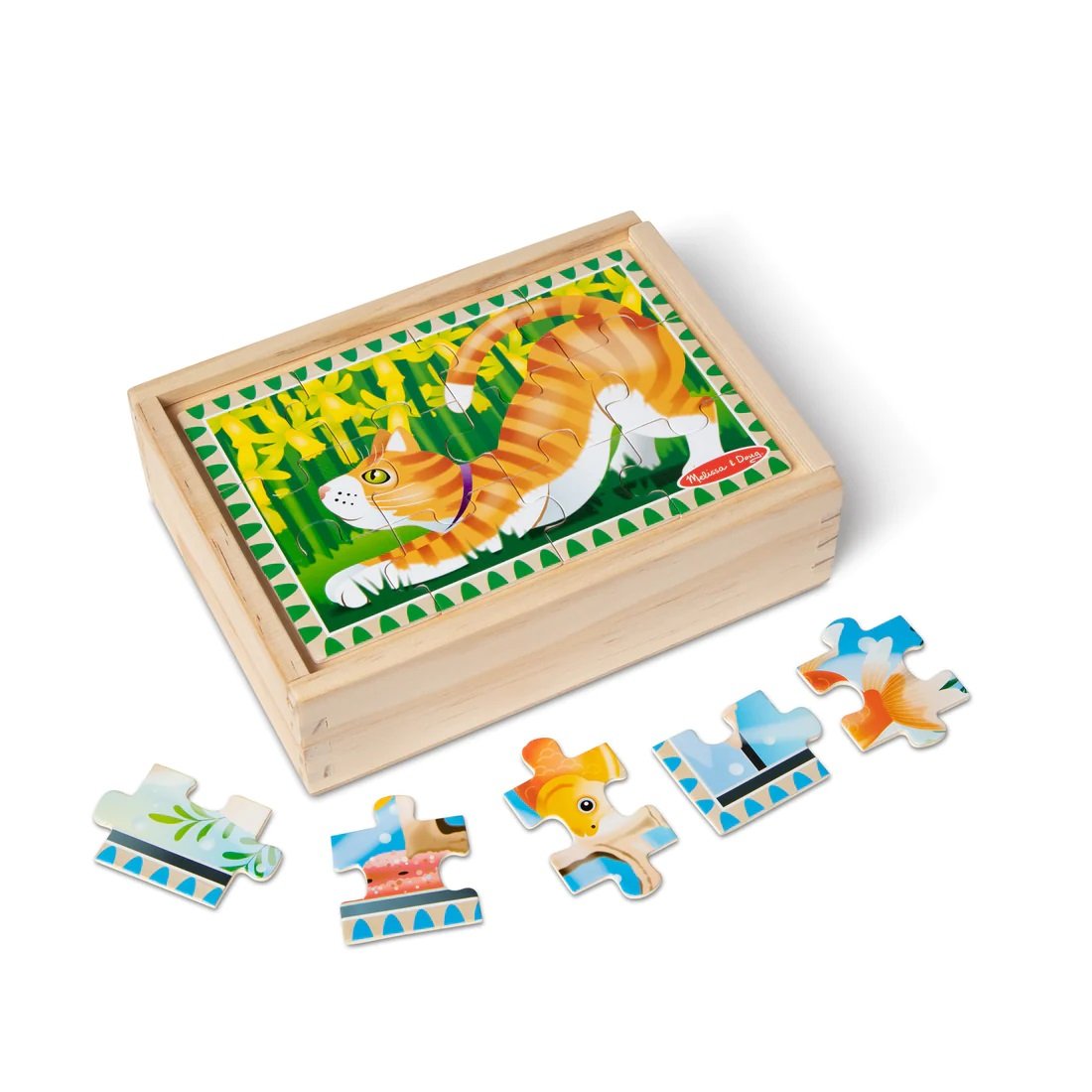 จิ๊กซอไม้ 12 ชิ้น x4 ลาย รุ่นสัตว์เลี้ยงน่ารัก Wooden Jigsaw Puzzles in a Box Pets,พัซเซิลไม้, ของเล่นเสริมพัฒนาการเด็ก เสริมทักษะการเรียนรู้ สื่อการสอนอนุบาล พร้อมส่ง