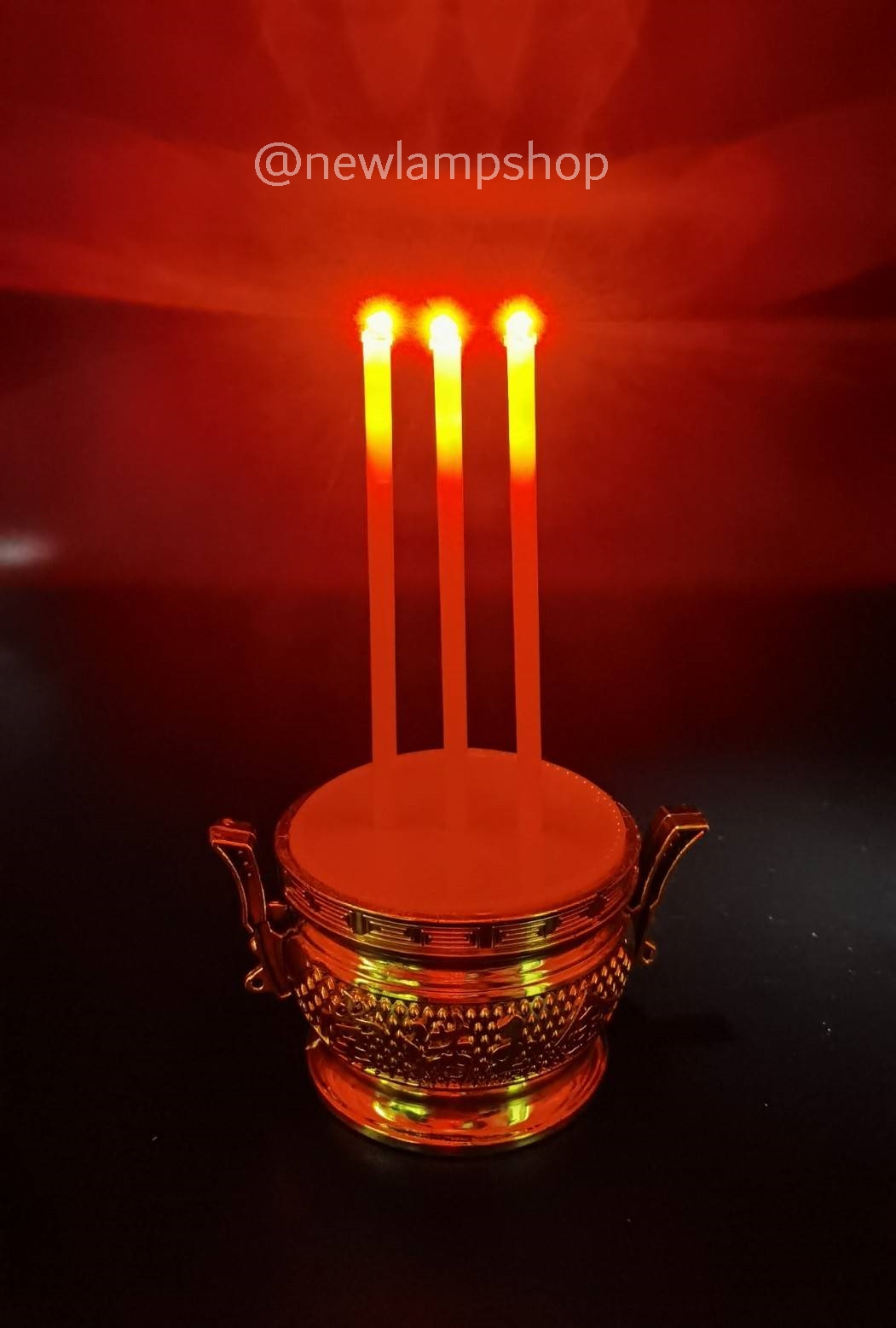 ชุดกระถางธูป ใส่ถ่าน ขนาดเล็ก ใส่ถ่าน AAA 2 ก้อน (สีแดง/เหลือง)