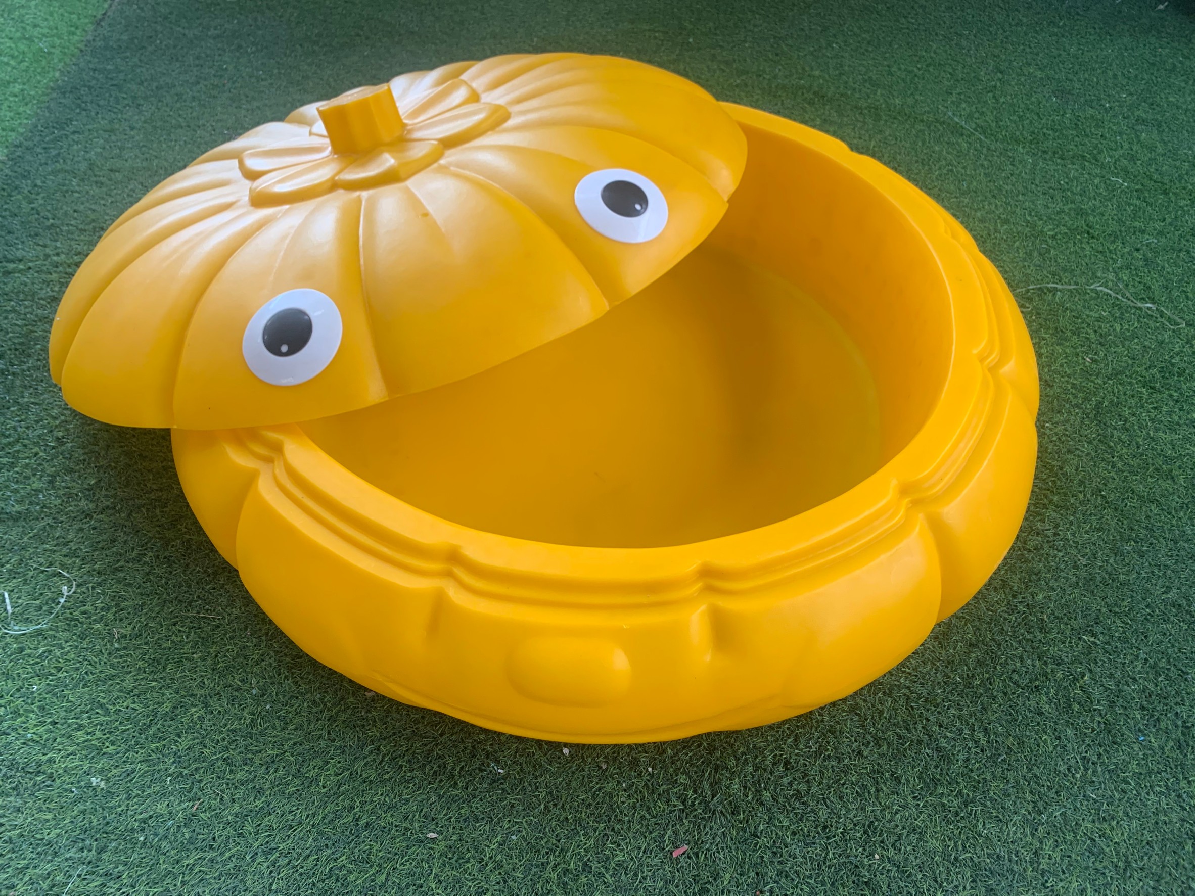 กระบะทรายฟักทอง มีฝาปิด , ของเล่นเด็ก,กระบะทรายเด็ก, ของเล่นเด็ก,บ่อบอล ,บ่อทราย ,ของเล่นสนาม,ขนาด93x30 ซม.