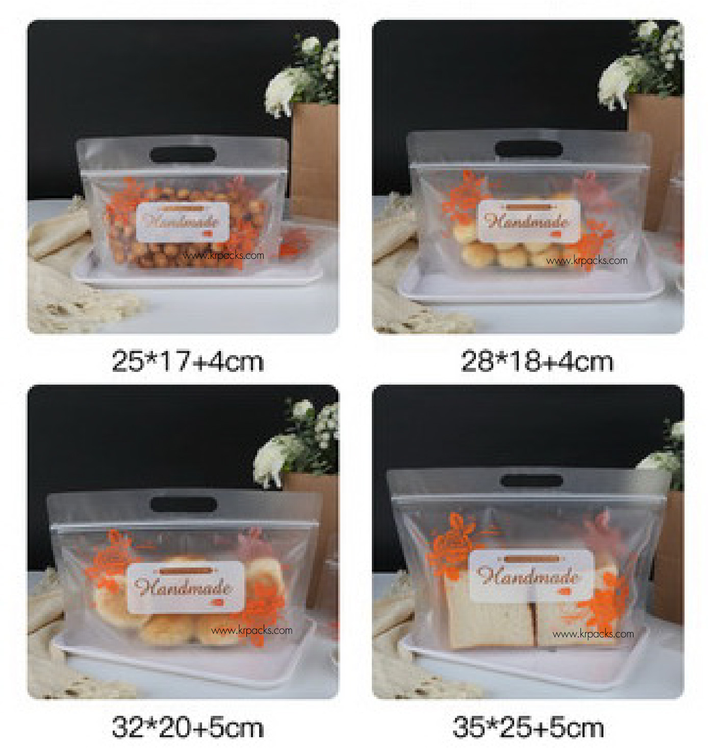 ถุงซิป ก้นตั้ง พลาสติกขุ่น เจาะช่องมือจับ พิมพ์ลาย Homemade