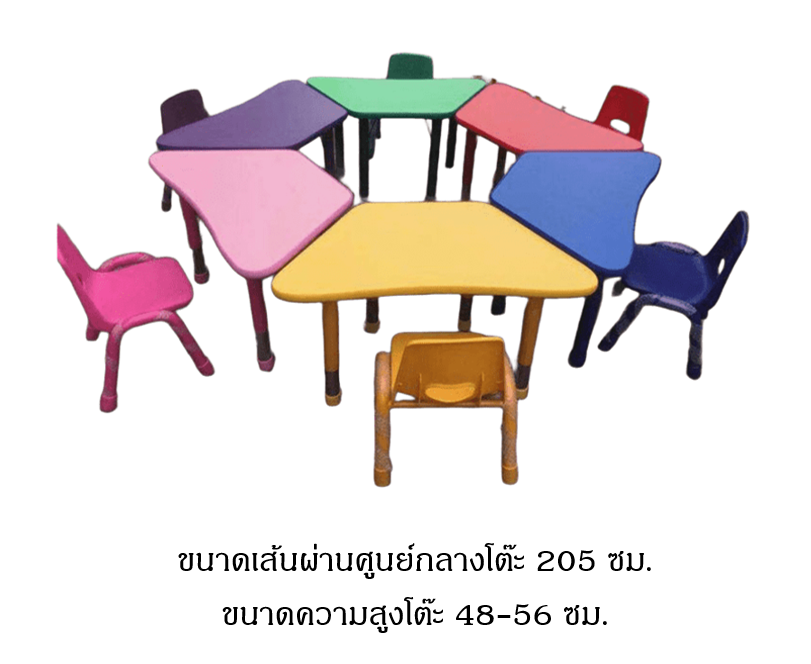 ชุดโต๊ะสี่เหลี่ยมคางหมู 6 ตัว พร้อมเก้าอึ้ 6 ตัว โต๊ะเก้าอี้นักเรียน,โต๊ะเด็ก,เก้าอี้เด็ก,อนุบาล-ประถม,โต๊ะกิจกรรม,โต๊ะพลาสติกขาเหล็ก,โต๊ะเขียนหนังสือเด็ก สั่งนำเข้า ขนาดโต๊ะ ย. 205 * 48-56 ซม.
