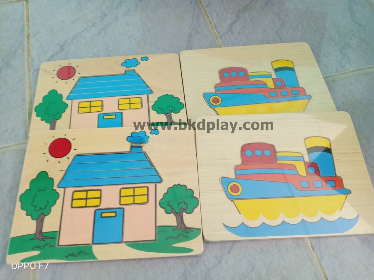 จิ๊กซอ ภาพตัดต่อบ้านเล็ก (7 ชิ้น) , ของเล่นไม้, ของเล่นเสริมพัฒนาการ, ของเล่นเด็กอนุบาล