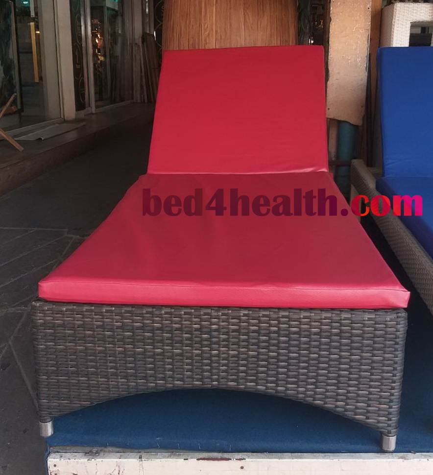 เตียงอาบแดด หวายเทียม พร้อมเบาะ Outdoor โครงสเตนเลส ไม่กลัวสนิม