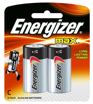 ถ่าน ALKALINE [ENERGIZER] C E93/BP2 (2ก้อน/แพ็ค)