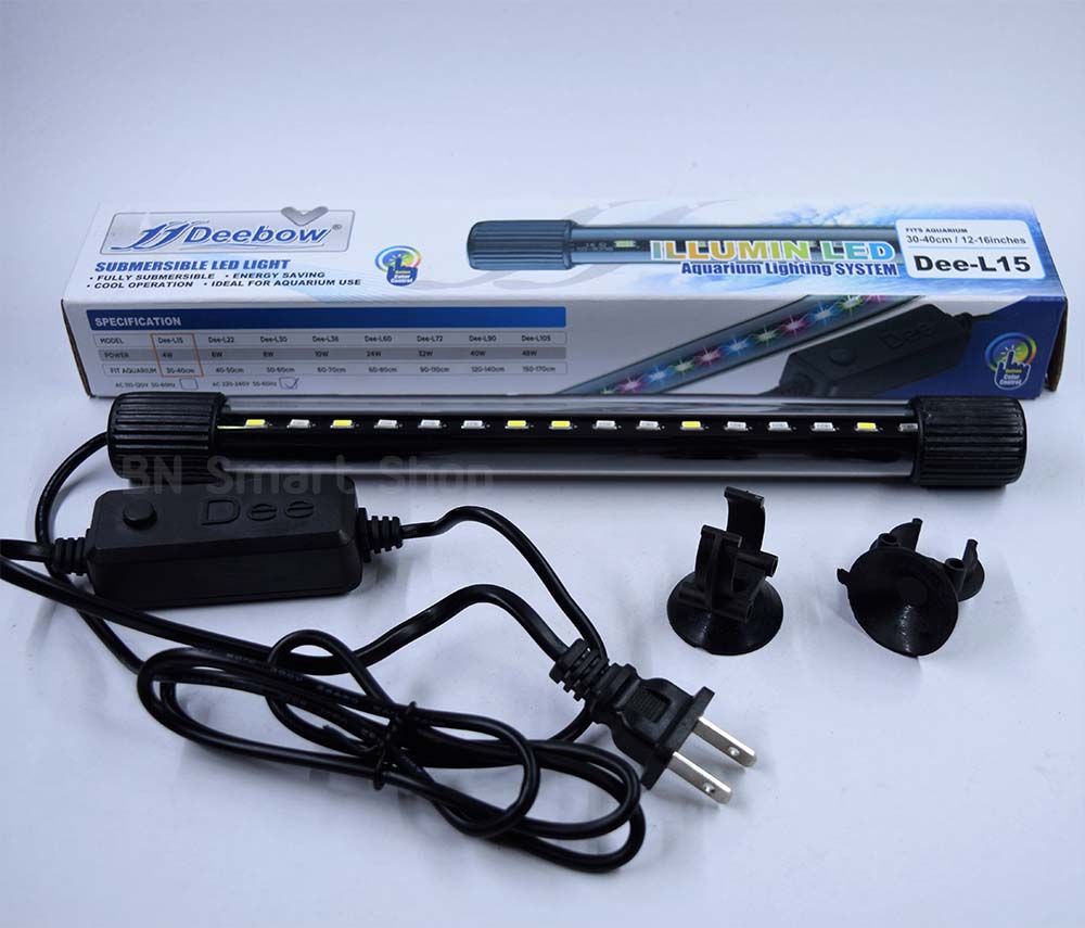 หลอดไฟ LED กันน้ำ ปรับไฟได้ 3 แบบ Deebow Dee-L15 กำลัง 4 วัตต์ ใช้กับตู้ขนาด 30-40 ซม. / 12-16 นิ้ว