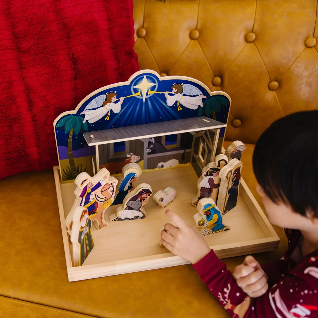 โรงละครไม้,ตุ๊กตาคริสต์มาส,ตุ๊กตาไม้,ของเล่นบทบาทสมมติ,ของเล่นเสริมพัฒนาการ,สื่อการสอนอนุบาลพร้อมส่ง