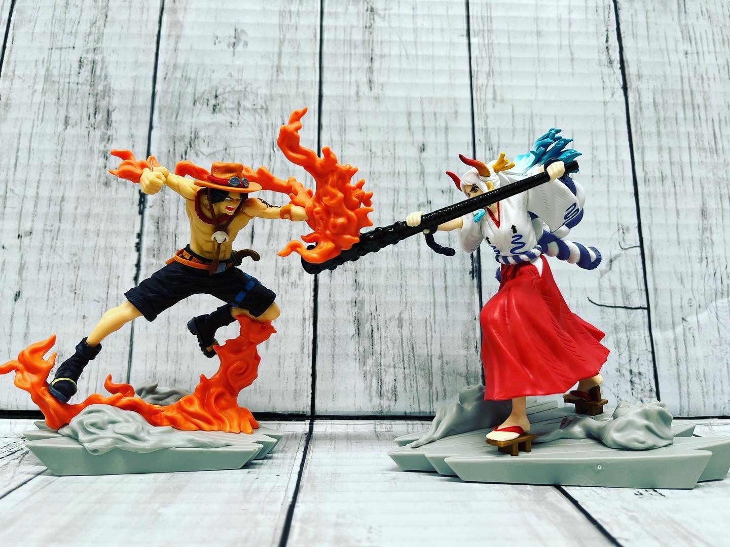 Yamato VS Ace ของแท้ JP แมวทอง - Senkouzekkei Banpresto [โมเดลวันพีช] (2 ตัว)