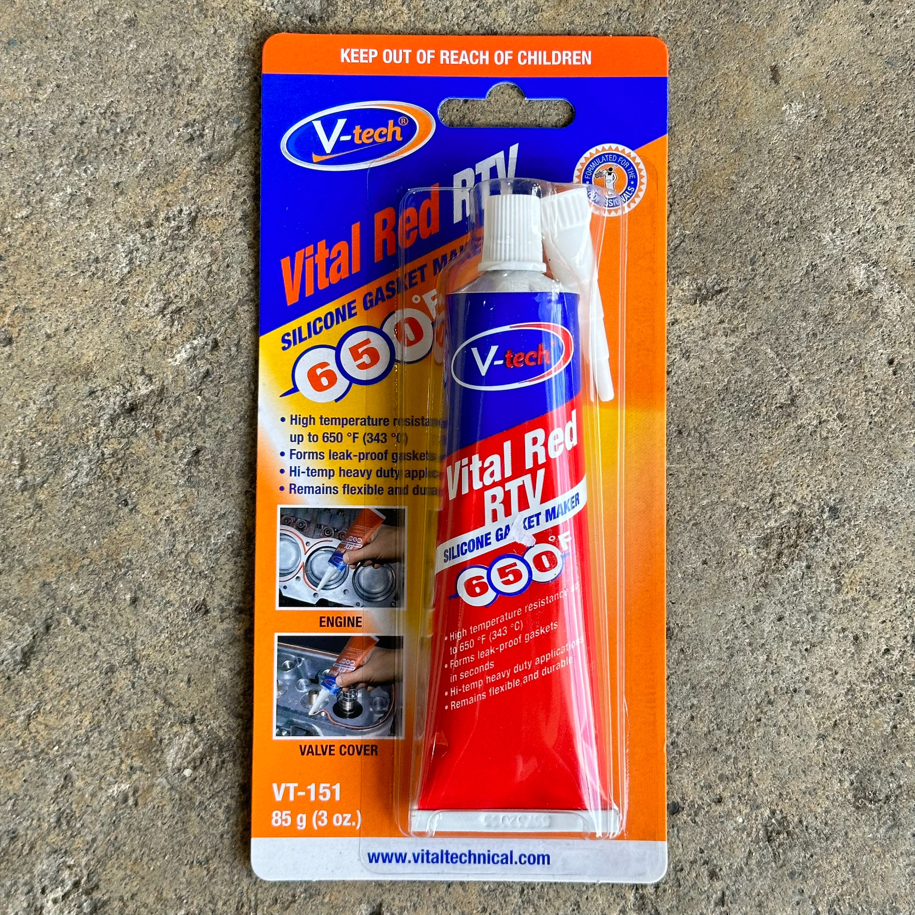 ซิลิโคนทาปะเก็นสีแดง V-TECH VT-151 (VITAL RED RTV)