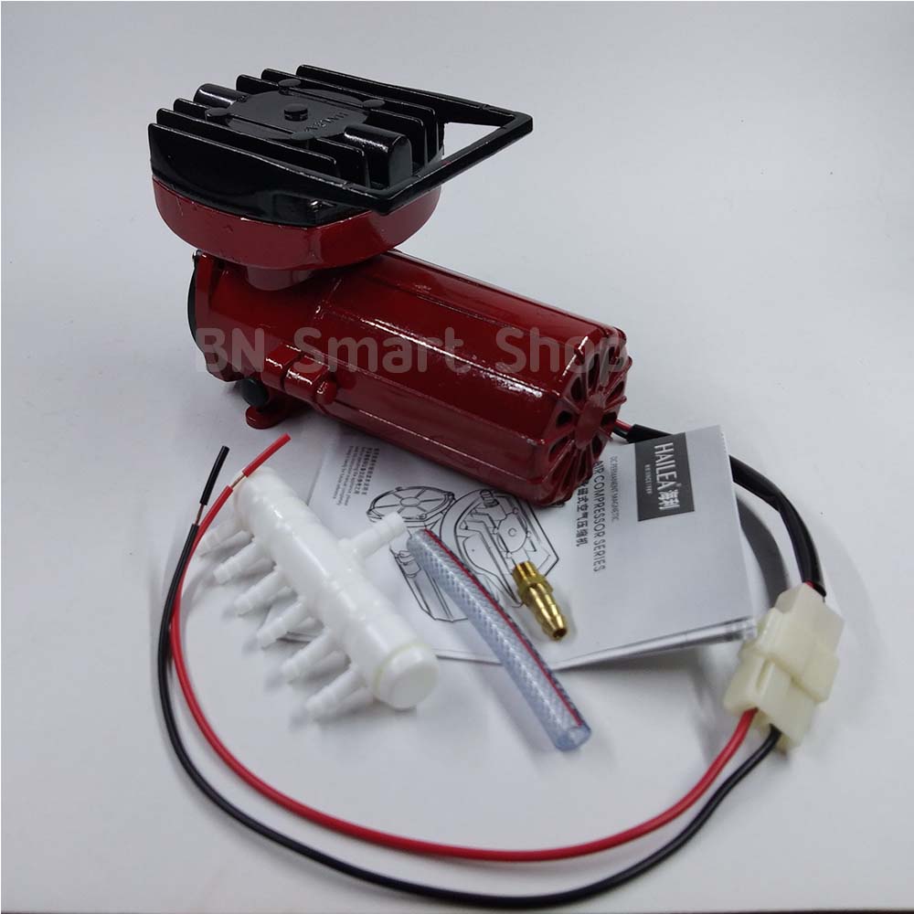 ปั้มลมต่อกับแบตเตอรี่รถ ไฟตรง DC 12 โวลท์ HAILEA ACO-003 กำลังไฟ 25 วัตต์ แถมฟรีสายยาง หัวทราย พร้อมใช้งาน