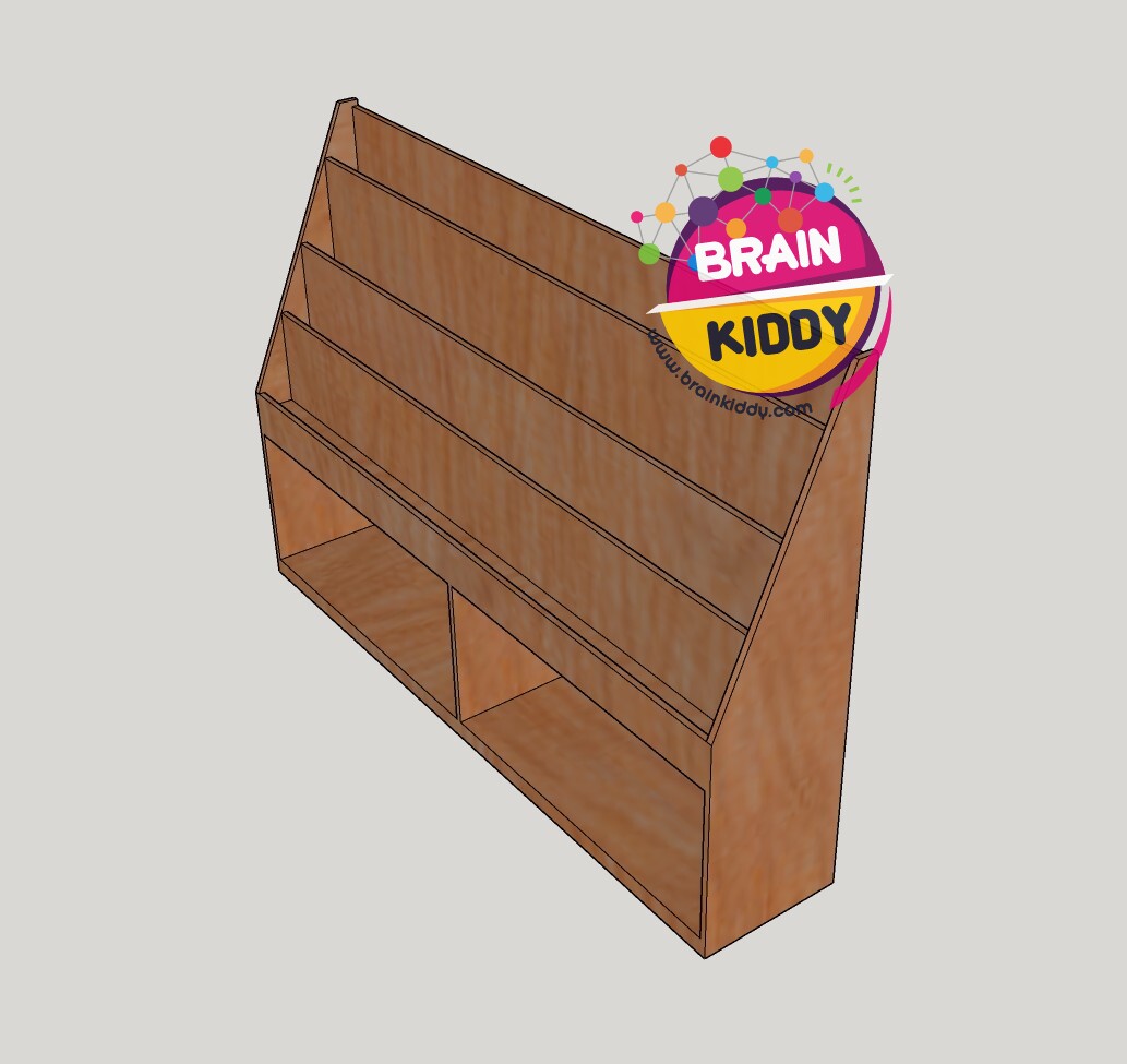 ชั้นหนังสือพร้อม 3 ช่อง พร้อมที่เก็บของ2 ช่อง , เฟอร์นิเจอร์เด็กสั่งทำตามสีและขนาดได้ , เฟอร์นิเจอร์ไม้ , เฟอร์นิเจอร์เด็ก ขนาด 24 x 122 x 89 ซม.