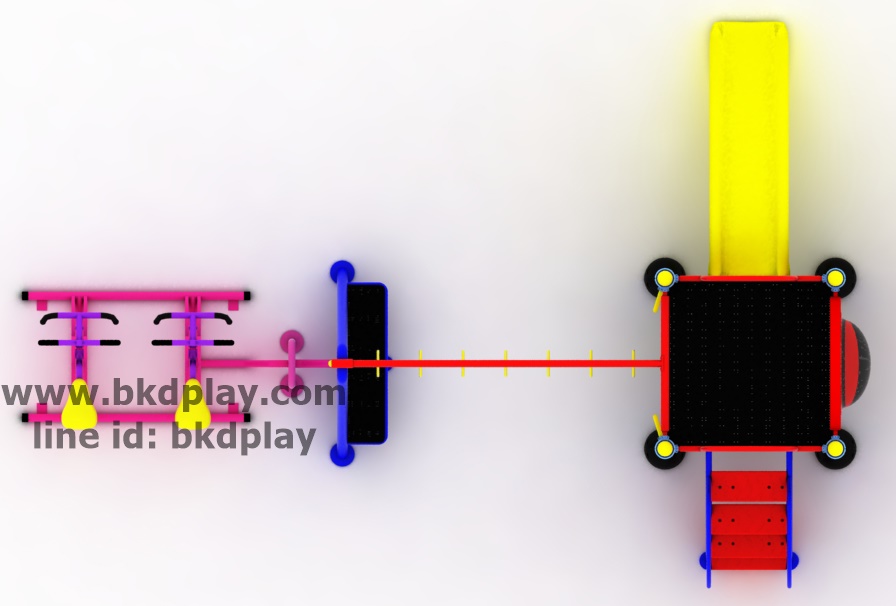ชุดหอสไลด์80 +ห่วงโหน +ม้าโยกบัดดี้ เครื่องเล่นสนามกลางแจ้ง เหล็ก ของเล่น สั่งทำ 10-20 วัน ขนาด 400x630x220 ซม.