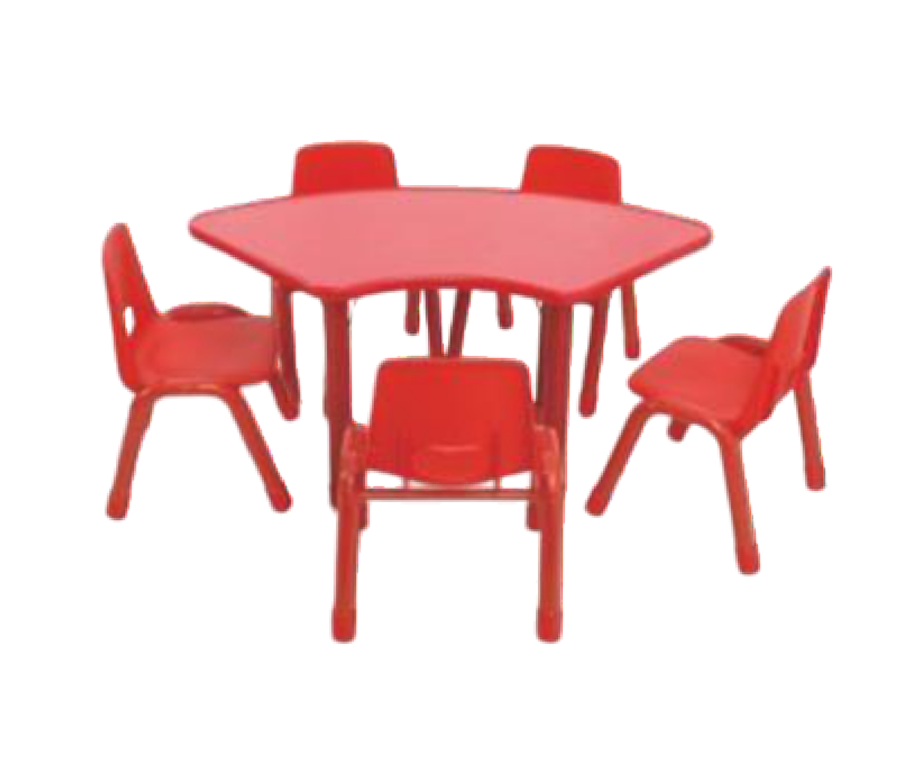 ชุดโต๊ะโค้ง พร้อมเก้าอี้ 5 ที่นั่ง โต๊ะเก้าอี้นักเรียน,โต๊ะเด็ก,เก้าอี้เด็ก,อนุบาล-ประถม,โต๊ะกิจกรรม,โต๊ะพลาสติกขาเหล็ก,โต๊ะเขียนหนังสือเด็ก สั่งนำเข้า ขนาดโต๊ะ 55x107x48-52 ซม.