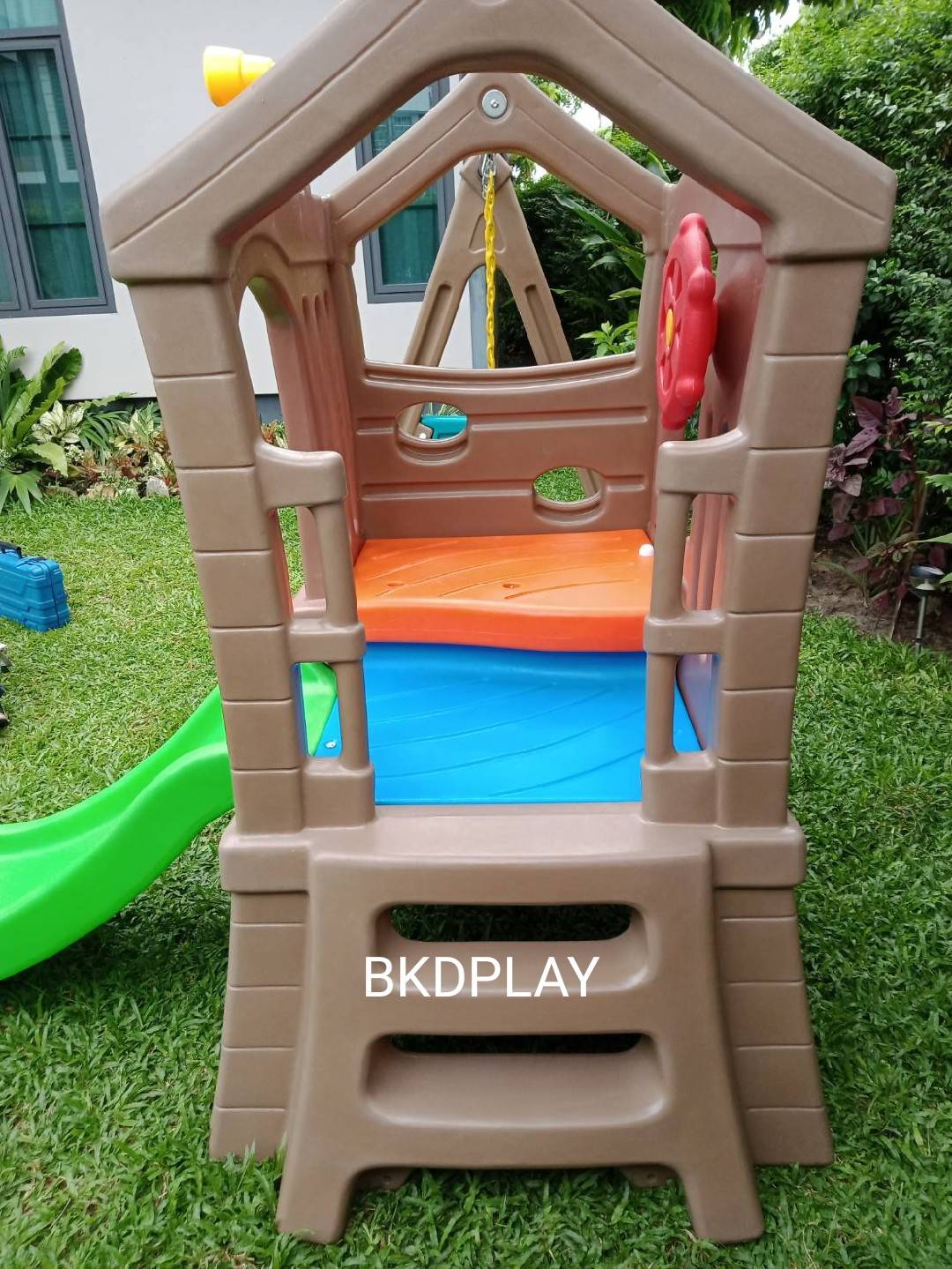 เครื่องเล่นสนาม,ของเล่นสนาม,ของเล่นเด็ก, บ้านสไลด์ชิงช้า 2 ที่นั่ง สินค้าพร้อมส่ง คิดค่าส่งตามจริง สินค้าราคาโรงงาน