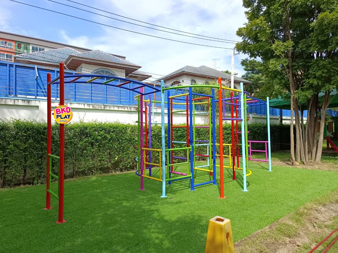 ชุดปีนป่ายรวม, เครื่องเล่นสนามกลางแจ้ง , เครื่องเล่นสนามแบบเหล็ก,ชิงช้า,สไลเดอร์,โยกเยกเหล็ก, ม้าหมุน, OutdoorPlayground, ราคาโรงงาน สินค้าสั่งทำ 10-20 วัน ขนาด 190x510x185 ซม.