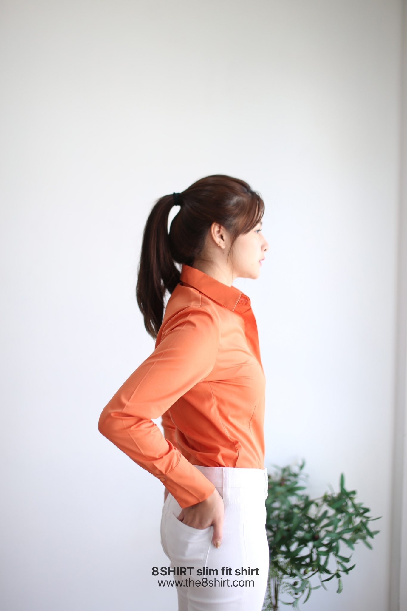 เสื้อเชิ้ตผู้หญิง สีส้มชานม (Orange Thai Tea) สลิมฟิต เข้ารูป แขนยาว เสื้อเชิ้ตทำงาน เสื้อยูนิฟอร์ม แบรนด์ 8SHIRT slim fit shirt พร้อมส่ง