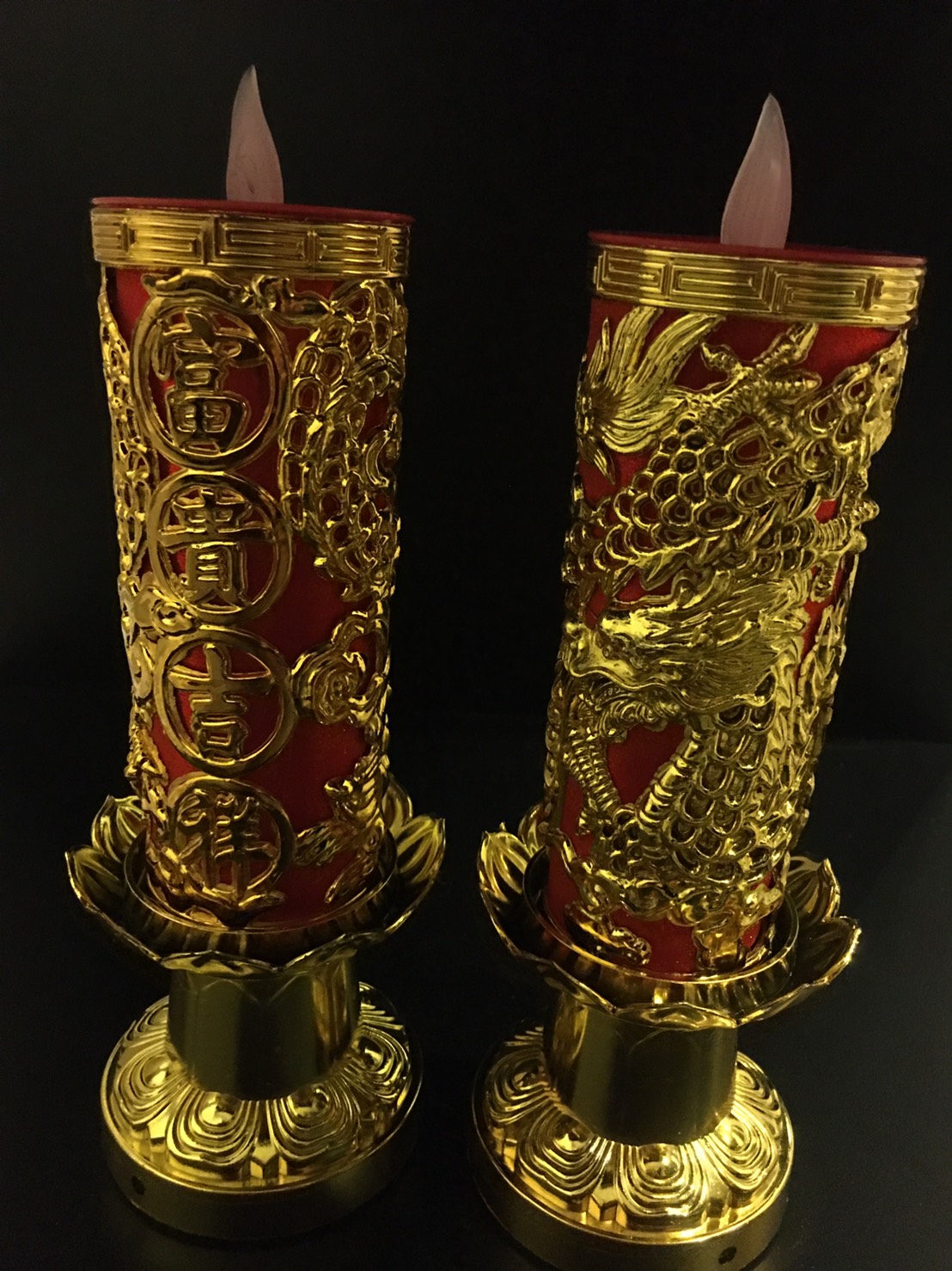 เทียนจีนแดงมังกร LED (ศาลเจ้า)