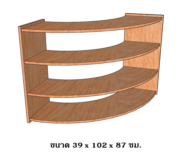 ชั้นวางสื่อแบบโค้ง ,เฟอร์นิเจอร์เด็กสั่งทำตามสีและขนาดได้ ,ชั้นวางของไม้,ตู้ไม้, ชั้นวางของเด็ก, โรงเรียนอนุบาล, เนอร์สเซอรี่ ขนาด 39 × 102 x 87 ซม.