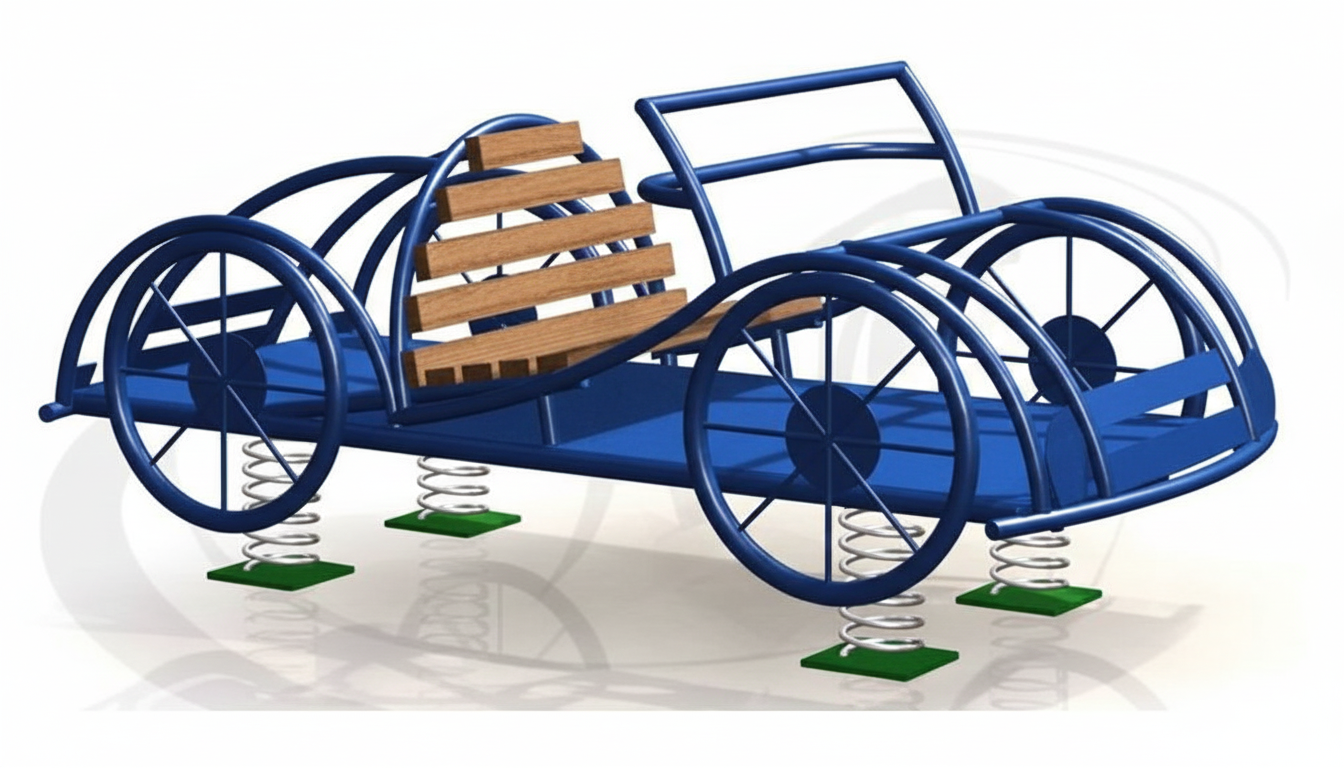 สปริงโยกรถเก๋ง เครื่องเล่นสนามเหล็ก เครื่องเล่นสนามกลางแจ้ง ของเล่น สั่งทำ 10-20 วัน ขนาด150x180x120 ซม