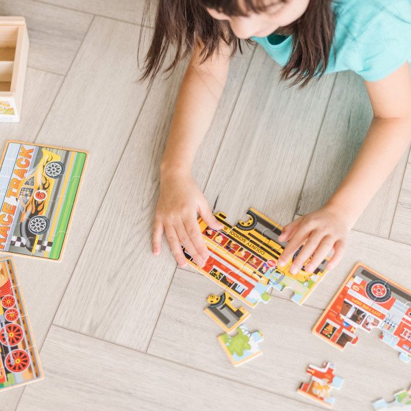 จิ๊กซอไม้12ชิ้นx4ลาย รุ่นยานพาหนะ ,Wooden Jigsaw Puzzles in a Box Vehicles, ของเล่นเสริมพัฒนาการ, ของเล่นเด็ก,สื่อการสอน,อนุบาล,พร้อมส่ง