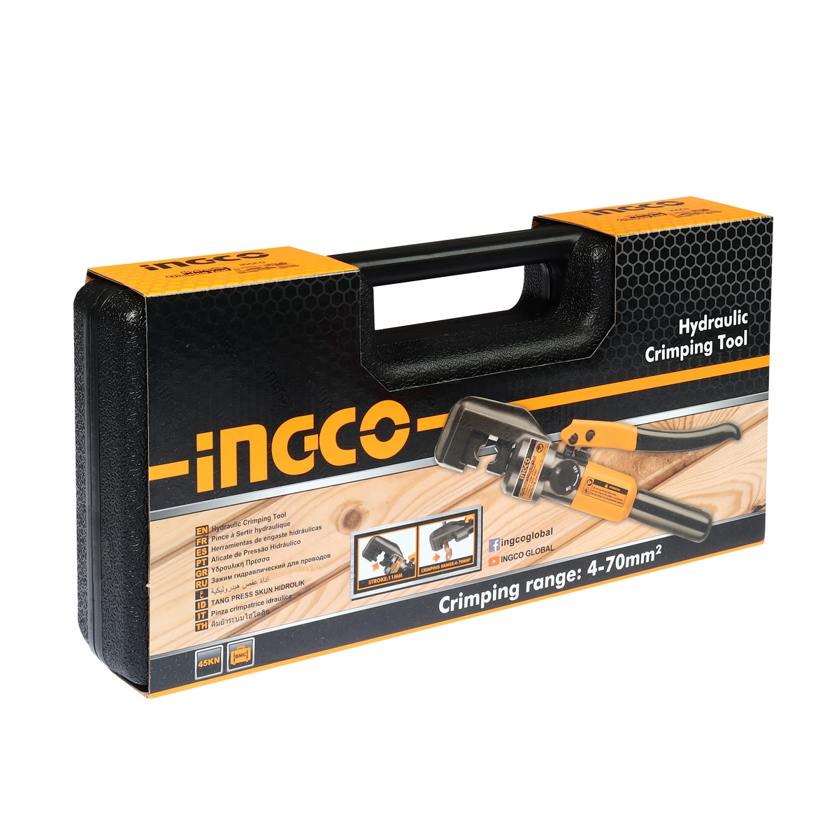 HHCT0170 คีมย้ำสายไฟไฮดรอลิกส์ ,คีมย้ำสายเคเบิ้ลไฮดรอลิค "INGCO" HYDRAULIC CRIMPING 4-70SQMM.